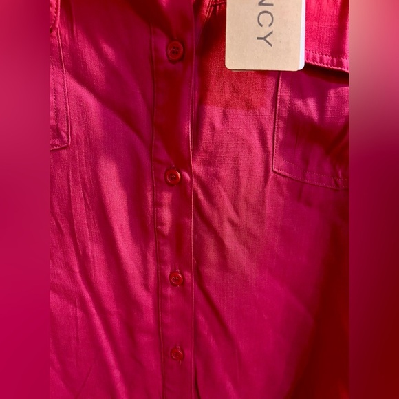 Tendency Pure Silk Hot Pink Women's Button-Up Top Size Medium Barbiecore New - Picture 6 of 12